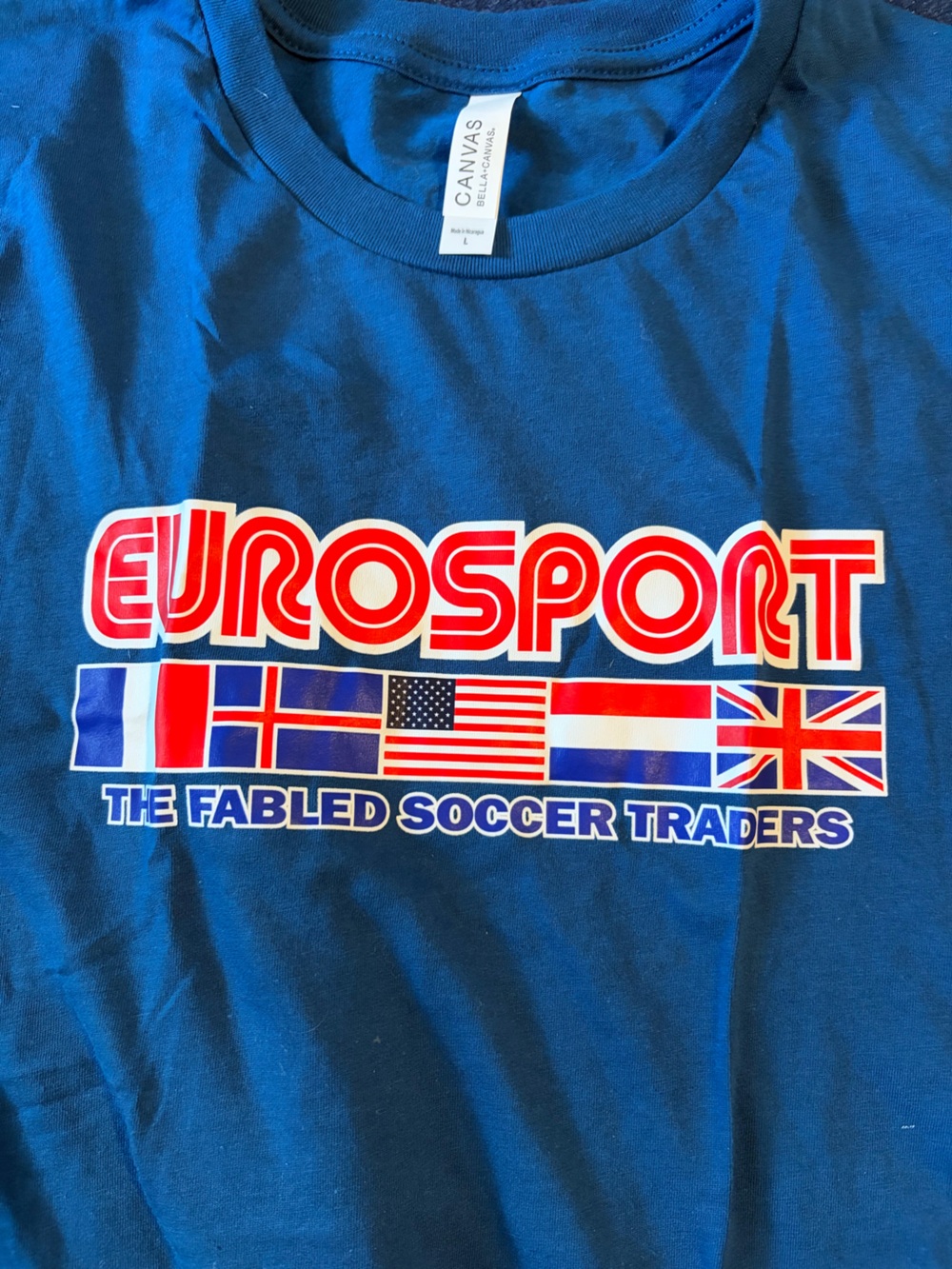 Eurosport Soccer Men's Blue Logo Tee, Large